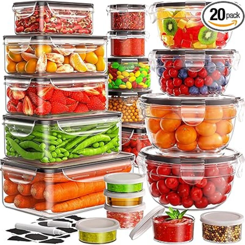 40 PCS Food Storage Containers with Lids Airtight (20 Lids
