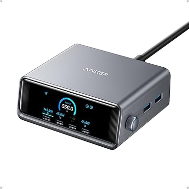 Anker Prime Charging Station, 250W 6-Port GaN USB C Charger,