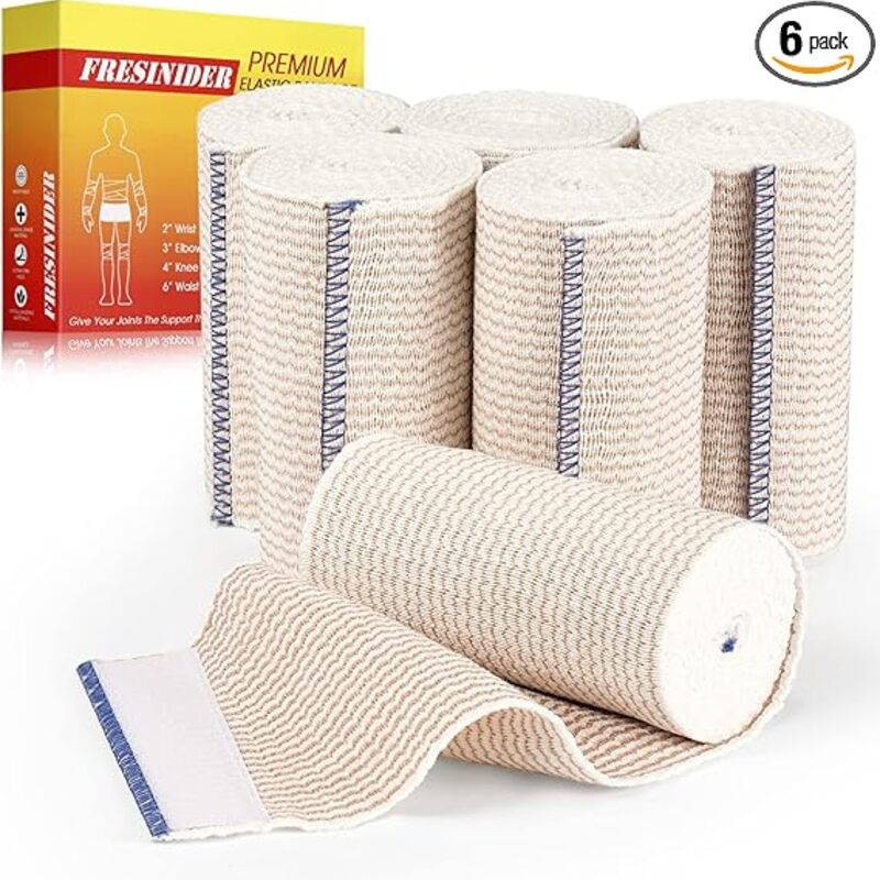 FRESINIDER Premium Elastic Bandage Wrap, 6 Pack 4" Cotton