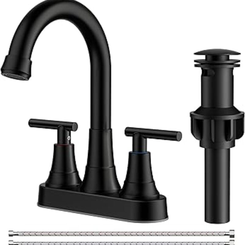 FORIOUS Matte Black Bathroom Faucets, 4 Inch Centerset