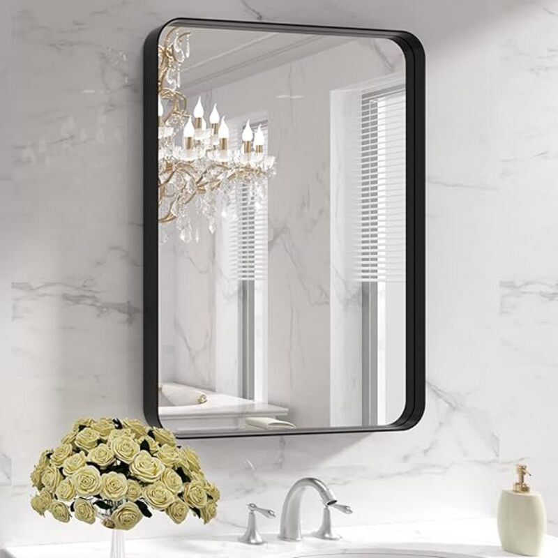 LOAAO Black Metal Framed Bathroom Mirror for Wall, 22X30