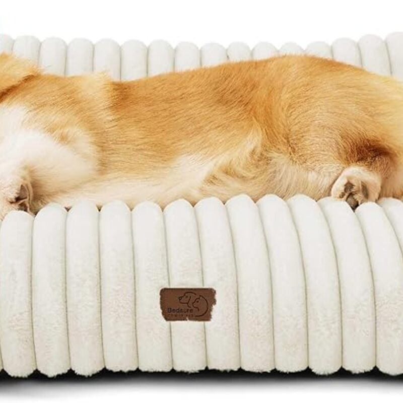 Bedsure ComfyFleece Cute Dog Couch for Medium Dogs- Fluffy