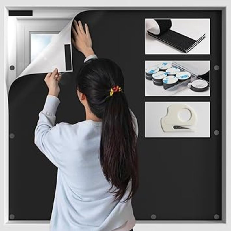 100% Blackout Curtains for Bedroom, Magnetic Portable