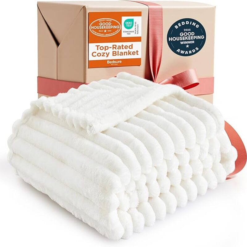 Bedsure GentleSoft White Throw Blanket for Couch - Cozy