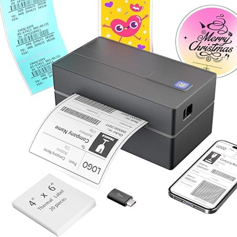 Bluetooth Thermal Shipping Label Printer: 4x6 Wireless Label