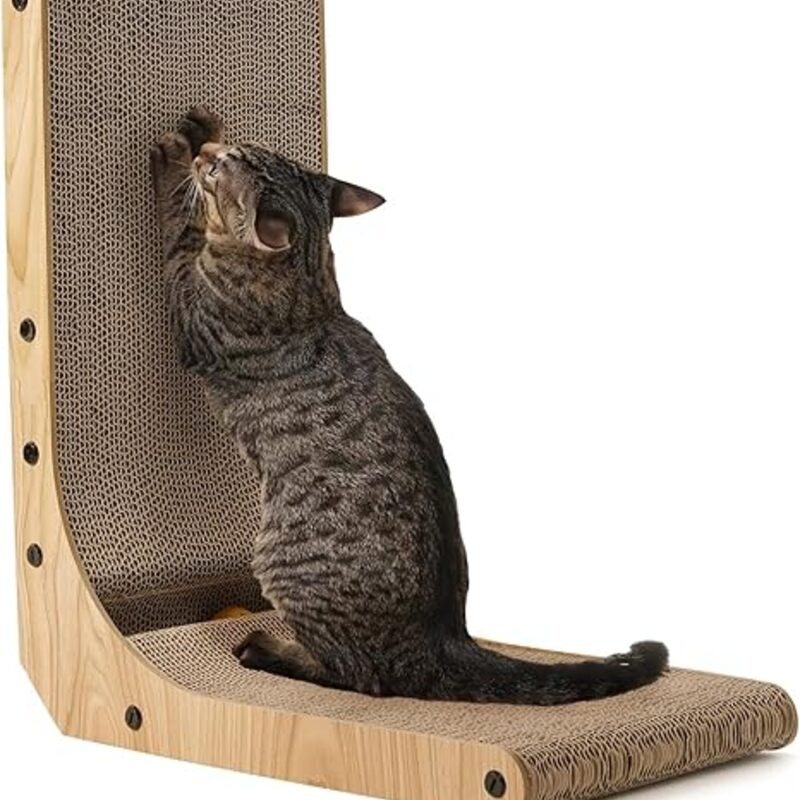 FUKUMARU Cat Scratcher, 18.7 Inch L Shape Cat Scratch Pad