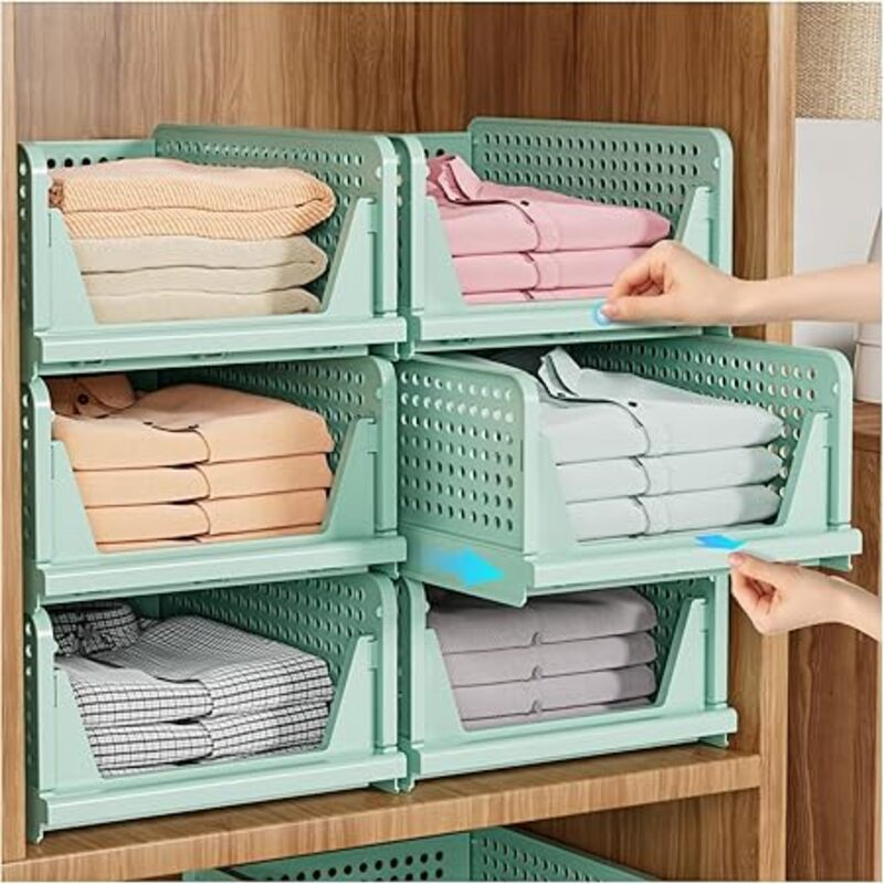 SNSLXH 5 Pack Stackable Closet Organizer Box,