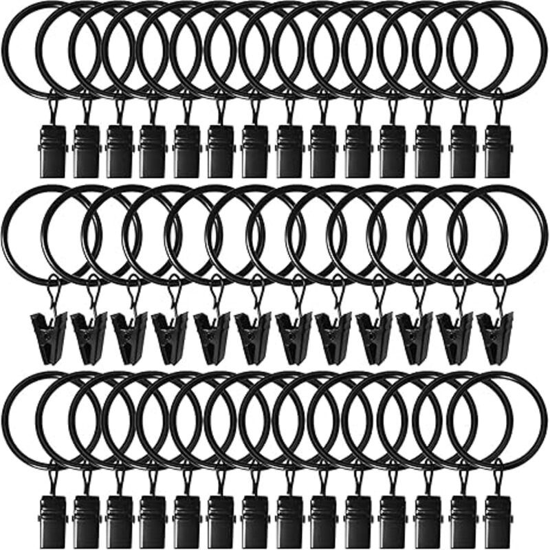 40 Pack Curtain Rings with Clips, Drapery Clips