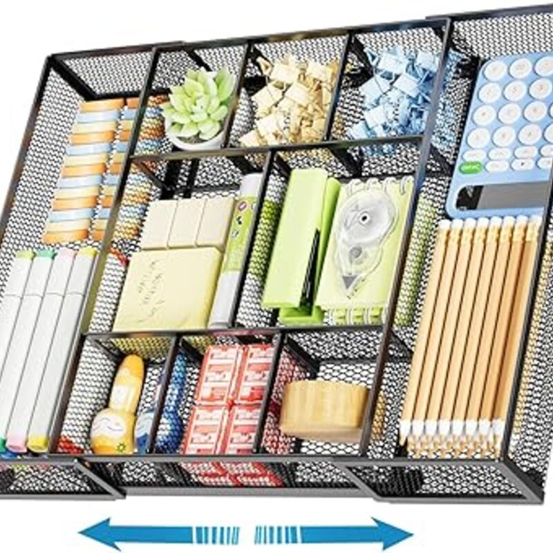 Marbrasse Expandable Desk Drawer Organizer, Mesh Drawer