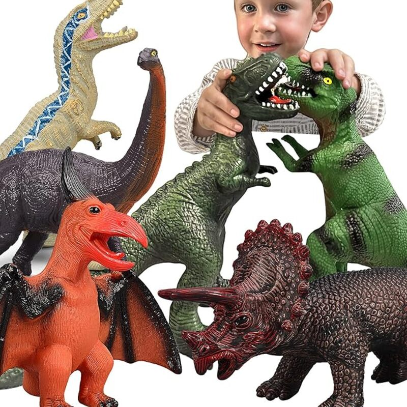 6 Piece Jumbo Dinosaur Toys for Kids 3-5 and Toddlers, Large