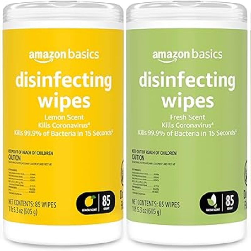 Amazon Basics Disinfecting Wipes, Lemon & Fresh Scent,