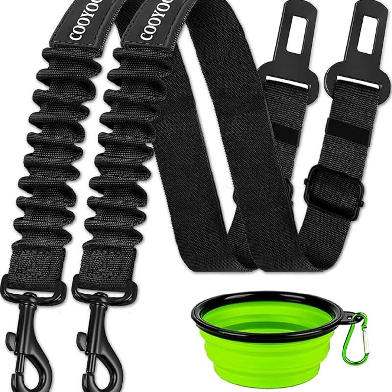 COOYOO Dog Seat Belt,3 Piece Set Retractable Dog Car Harness