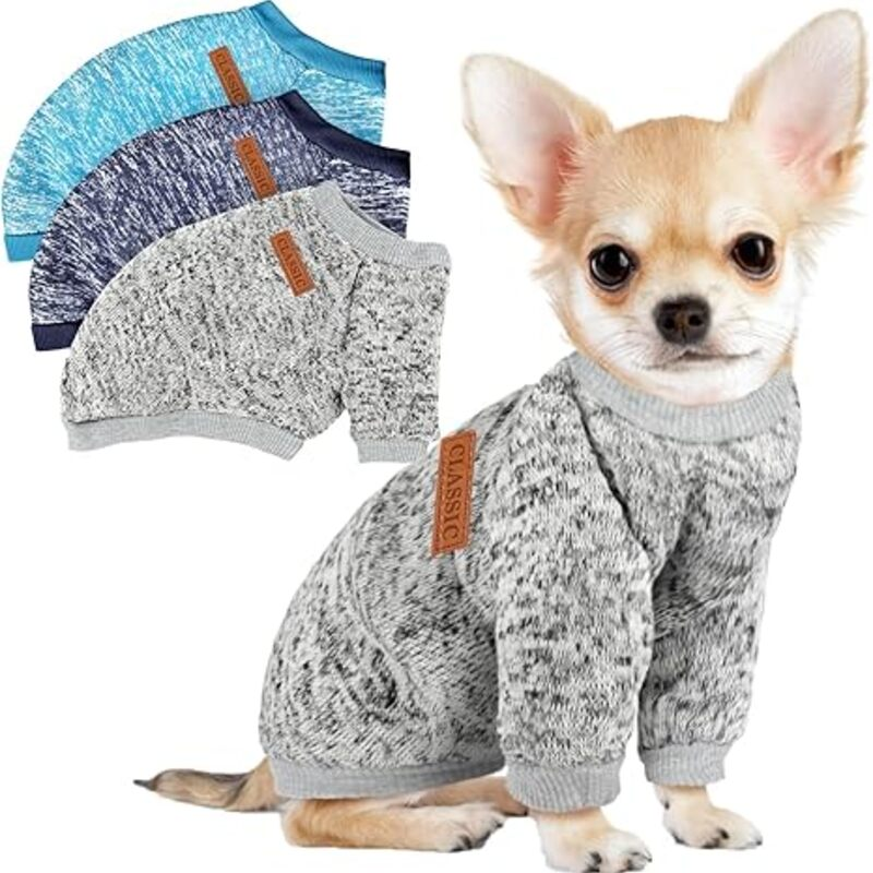 3 Pack Dog Sweaters for Small Dogs Girl Boy Winter Fleece