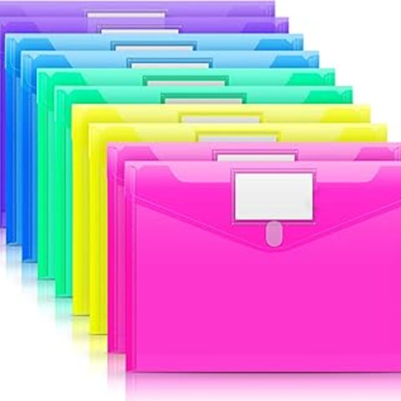 Sooez 10 Pack File Folders, Clear Poly Envelopes Plastic