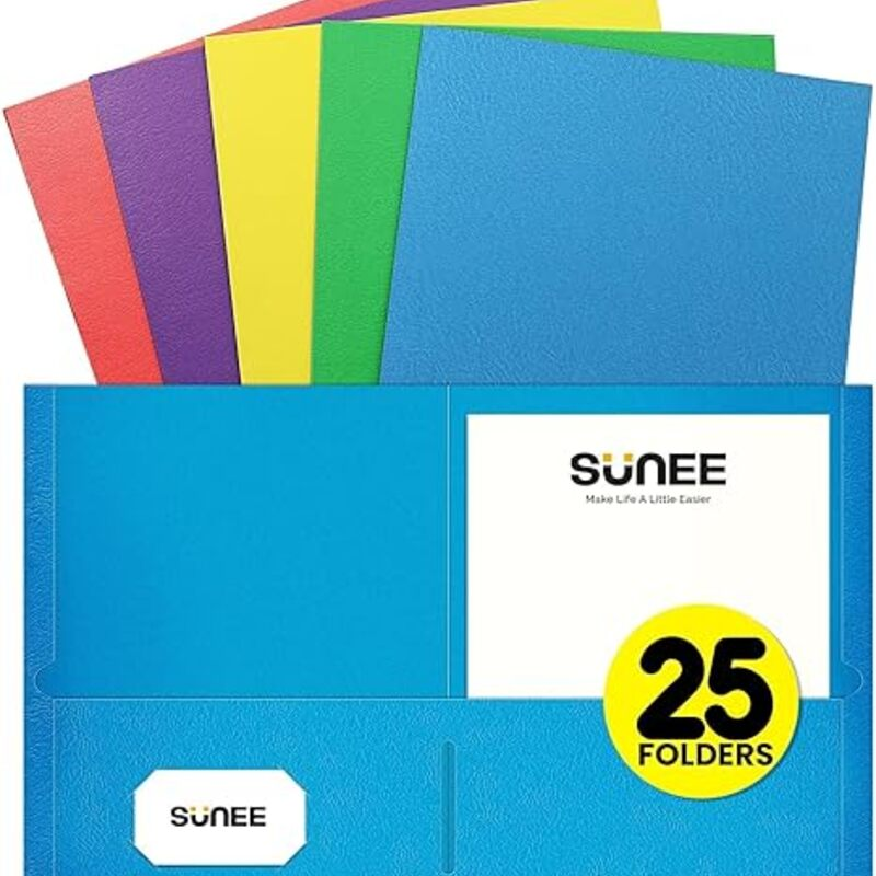 SUNEE Folders with Pockets(25 Pack, Assorted Colors), 2