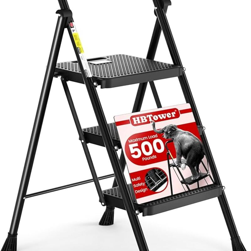 HBTower Step Ladder, Folding Step Stool with Wide