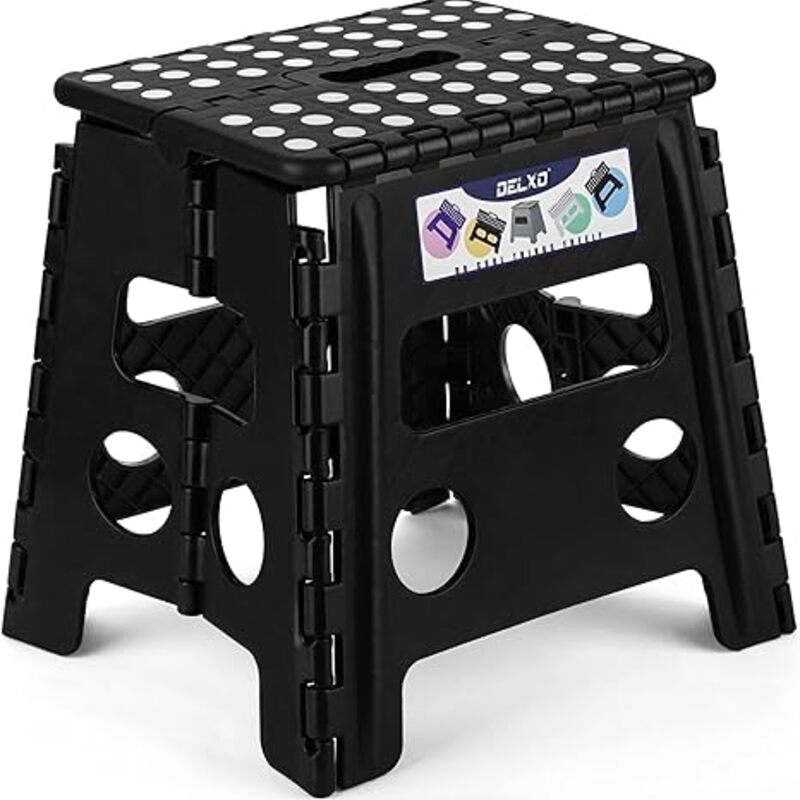 Delxo Folding Step Stool, 13 inch Non-Slip Foldable Stools
