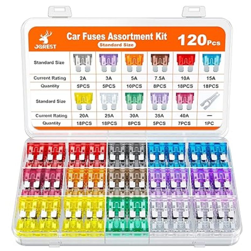 JOREST 120Pcs Standard Fuse Kit, Car Fuses Assortment