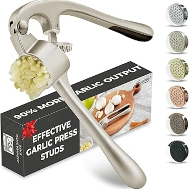 Kitessensu High Effective Garlic Press With Studs, Heavy