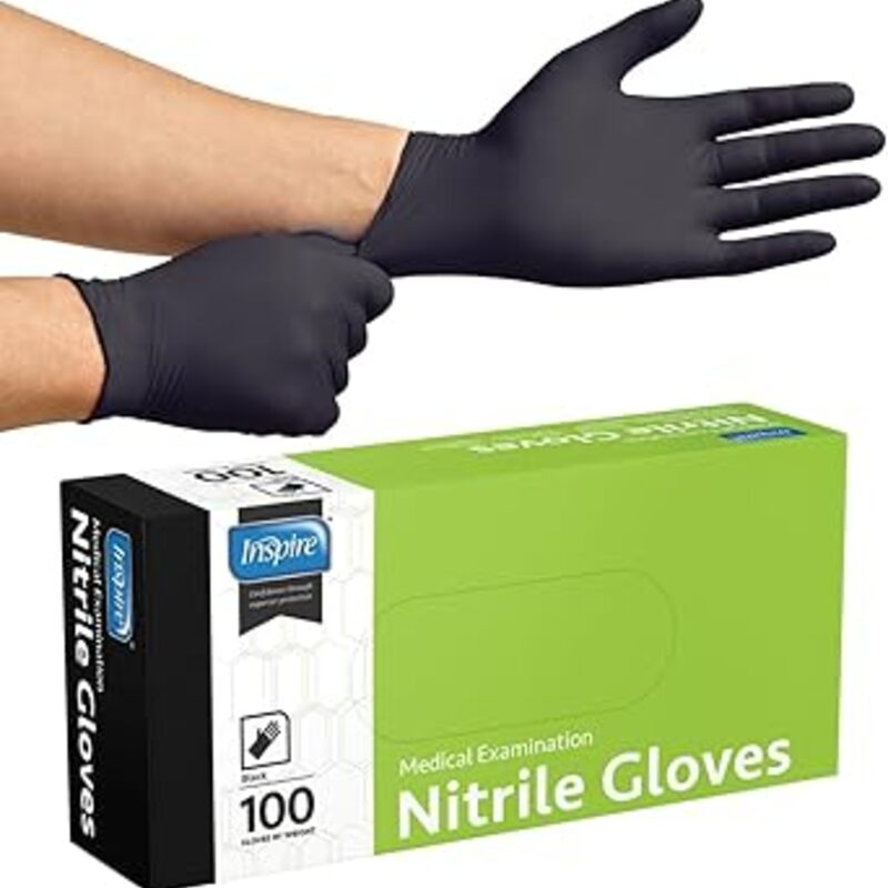 Inspire Black Nitrile Disposable Gloves | 4.5 Nitrile