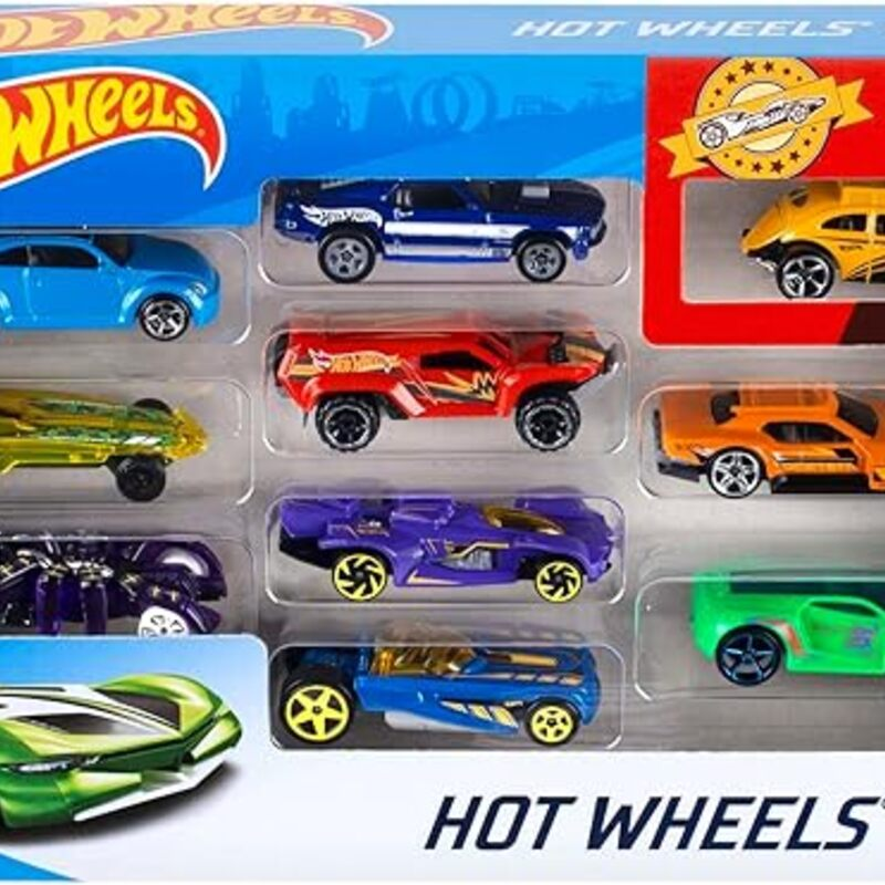 Hot Wheels Set of 10 1:64 Scale Toy Trucks and Cars for Kids