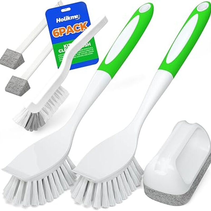 Holikme 6Pack Kitchen Cleaning Brush, Green
