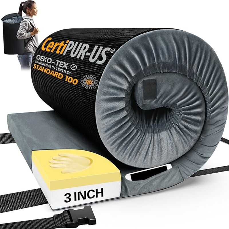 CYMULA Memory Foam Camping Mattress Pad, CertiPUR-US