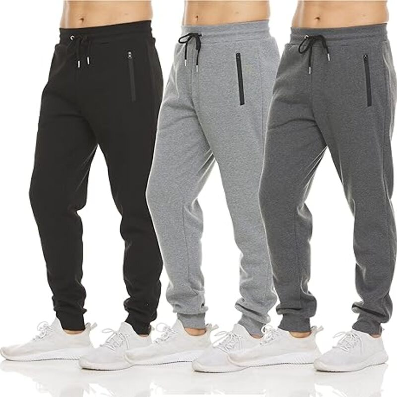 PURE CHAMP Mens 3 Pack Fleece Active Athletic Workout Jogger
