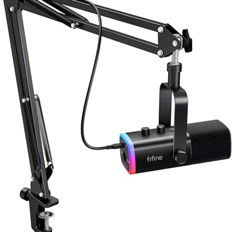 FIFINE XLR/USB Gaming Microphone Set, Dynamic PC Mic