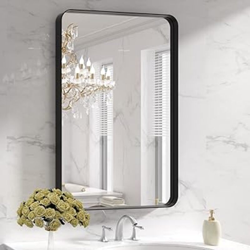 LOAAO Black Metal Framed Bathroom Mirror for Wall, 24X36