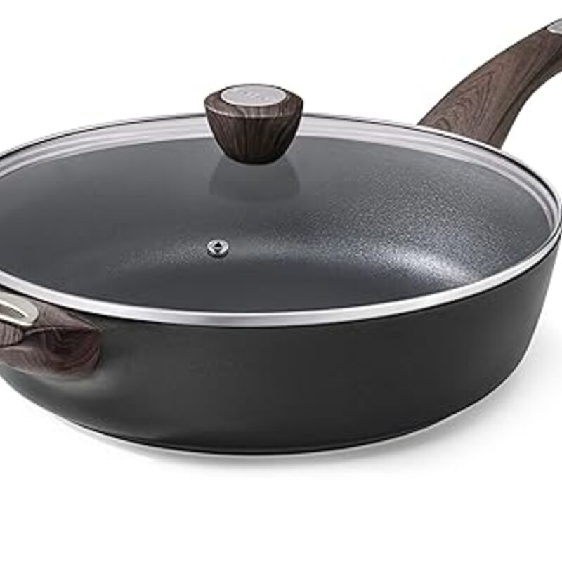 SENSARTE Nonstick Frying Pan Skillet with Lid, 12 Inch Large