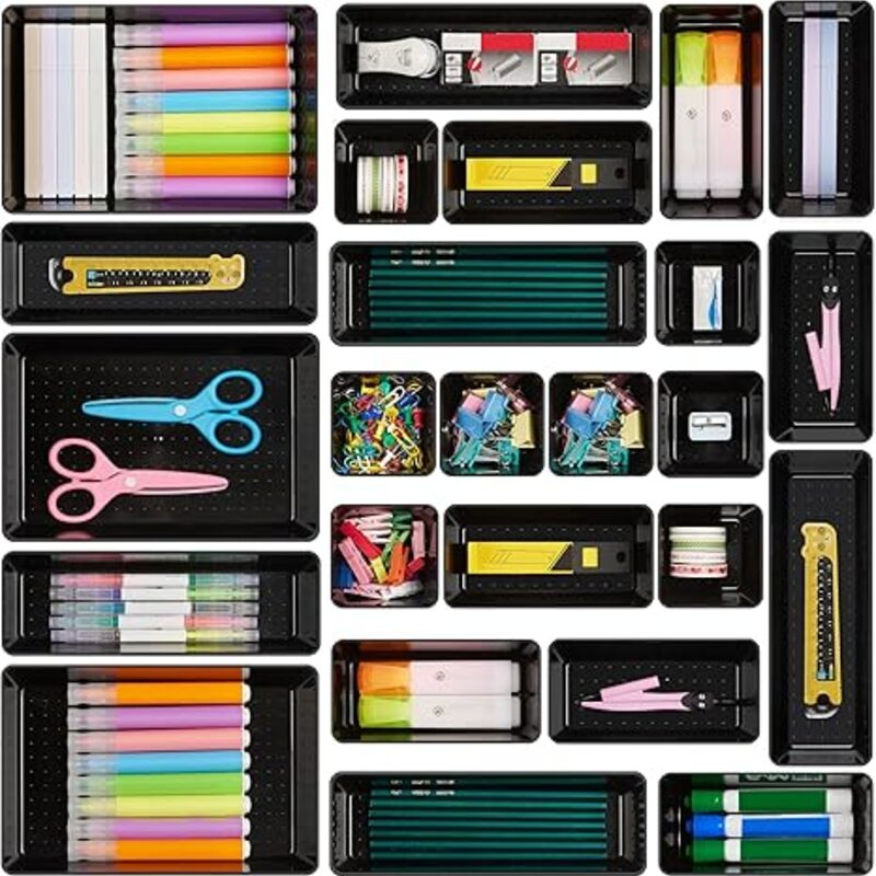 Vtopmart 25 PCS Office Desk Drawer Organizers Set, 4-Size