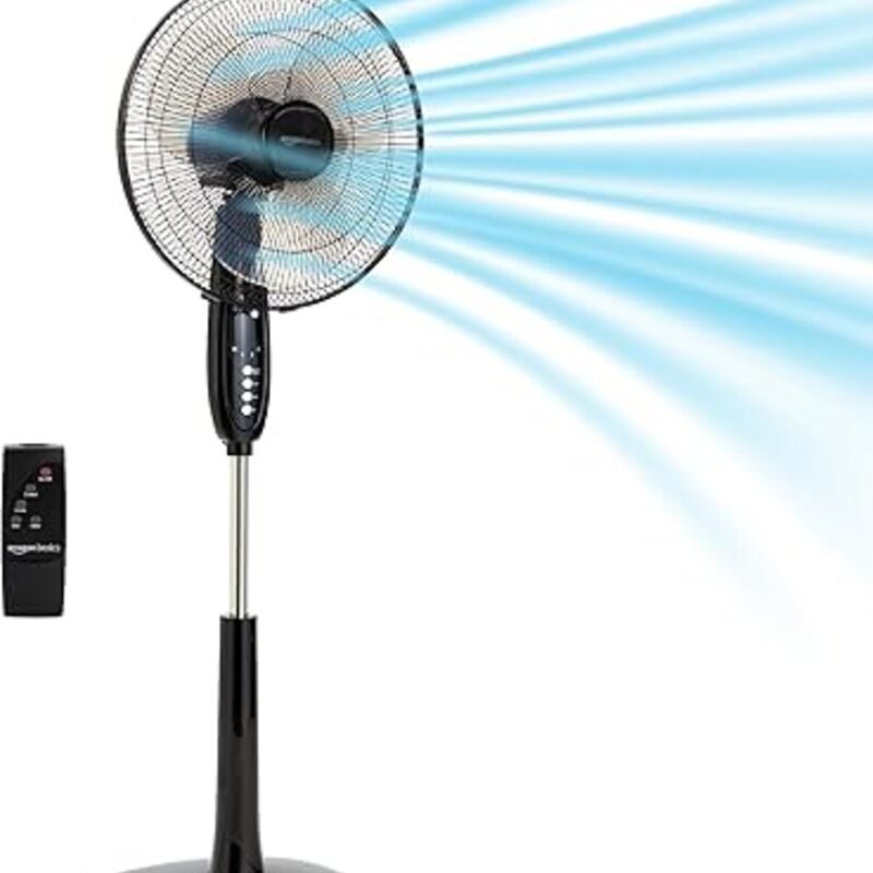 Amazon Basics 16" Pedestal Fan with Remote, Floor Fan,