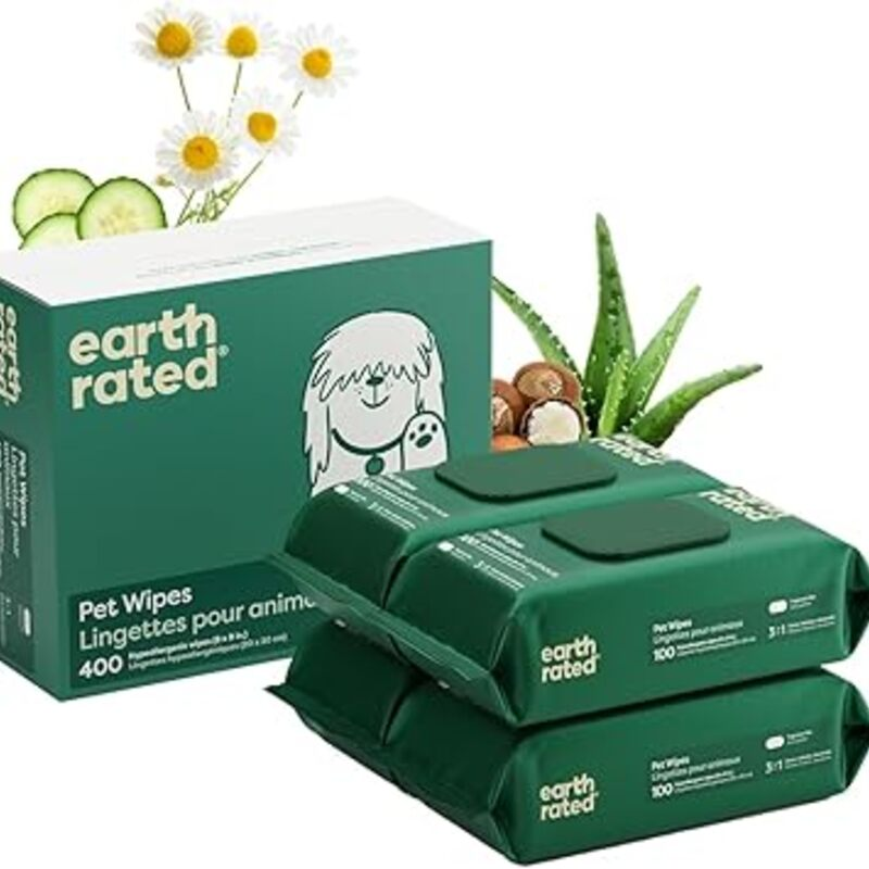 Earth Rated Pet Wipes for Dogs and Cats, Hypoallergenic,