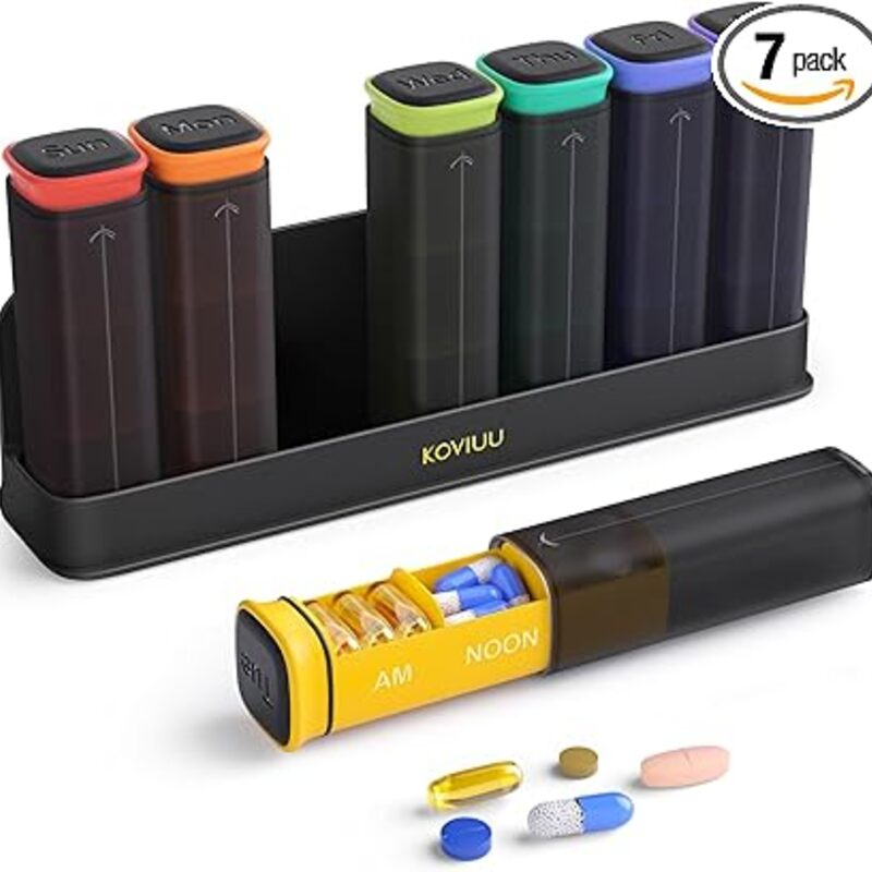 KOVIUU Weekly Pill Organizer 3X a Day, Detachable Pill Box 7