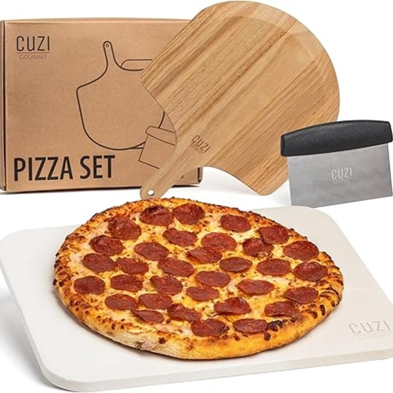 Cuzi Gourmet 3-Piece Pizza Stone Set - 15x12" Thermal