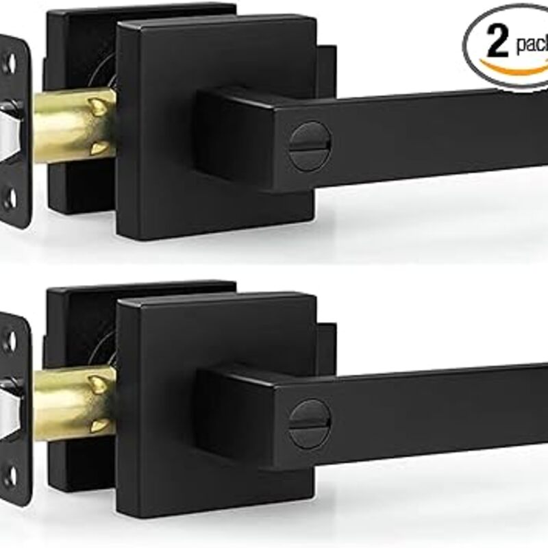 Estmoon 2 Pack Privacy Door Levers Door Handle Matte Black