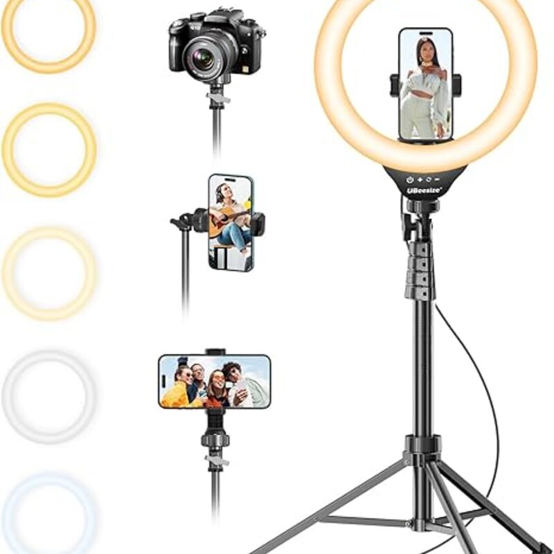 UBeesize 12'' Selfie Ring Light with 62’’ Tripod Stand