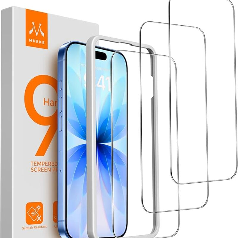 Mkeke 3 Pack Screen Protector for iPhone 17 6.3", [9H+