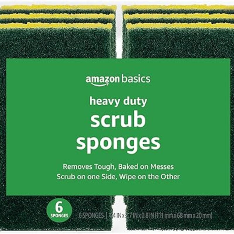 Amazon Basics Heavy Duty Scrub Sponges, Dual-Sided Design,