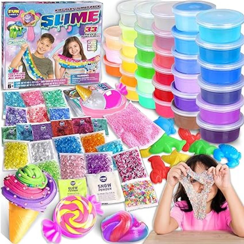 33 Cups Jumbo Slime Kit for Kids, FunKidz Premade Ultimate