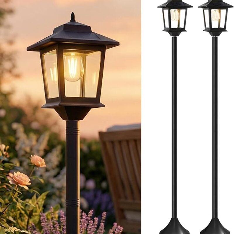 PASAMIC Outdoor Solar Post Lights, 2-Pack 63" Dusk to Dawn