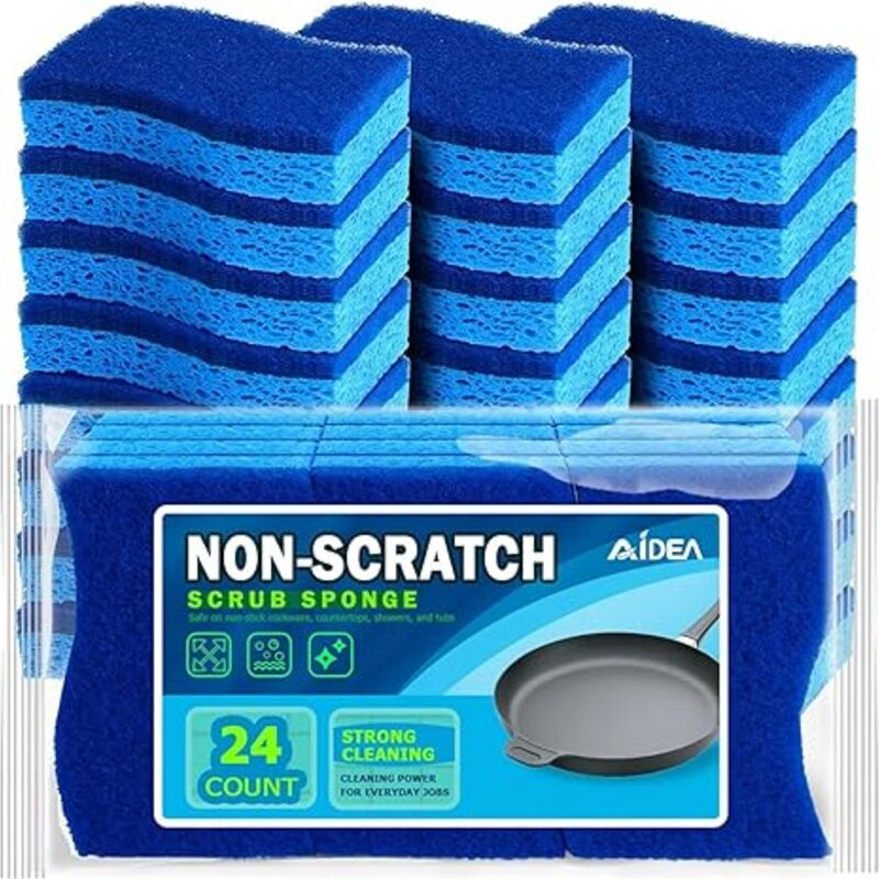 AIDEA Non Scratch Scrub Sponge, 24Count, Sponges for Dishes,