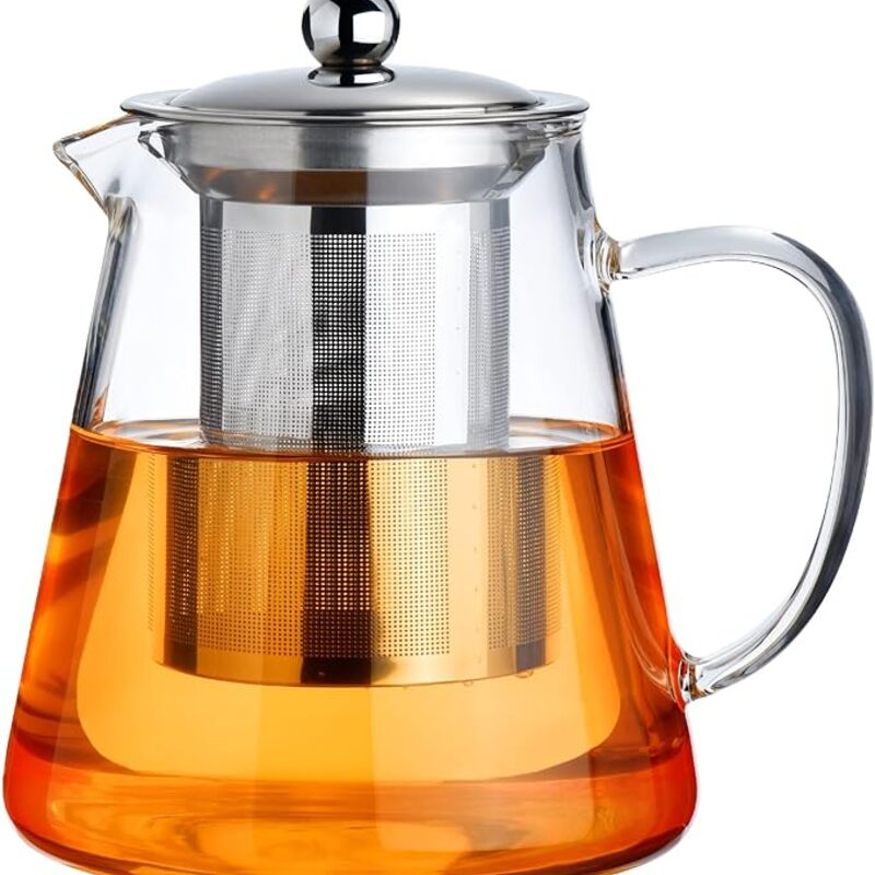 PARACITY Glass Teapot Stovetop 18.6 OZ, Borosilicate Clear