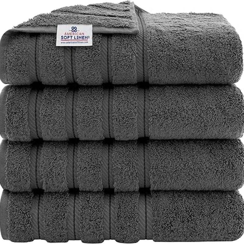 American Soft Linen Luxury 4 Piece Bath Towel Set, 600 GSM