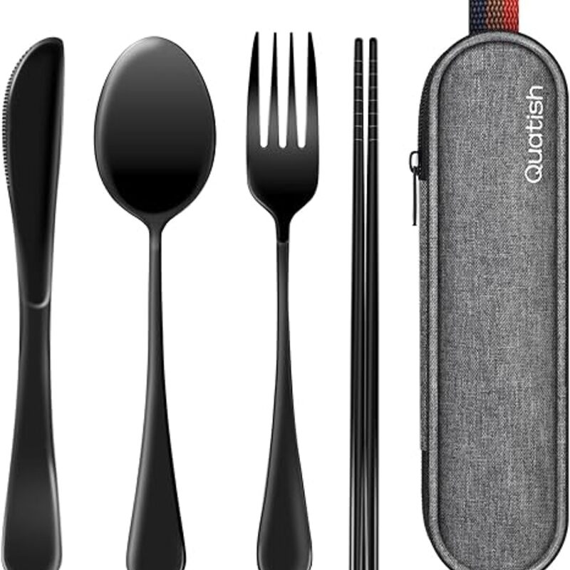 Travel Utensils with Case, Quatish Portable Silverware Set