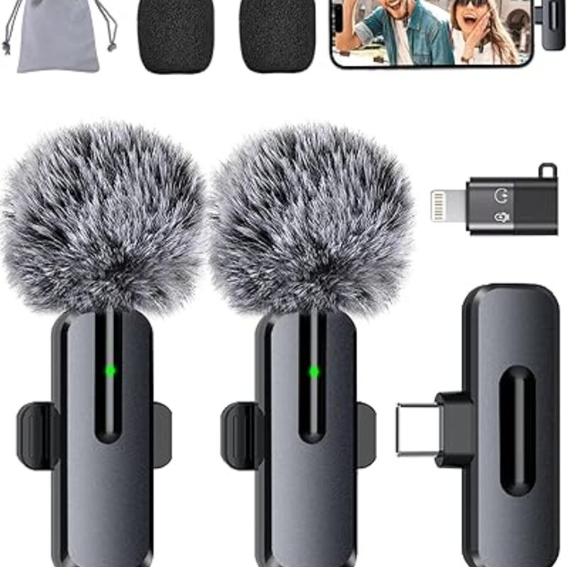 Wireless Mini Microphone for iPhone - 2 Pack Lavalier