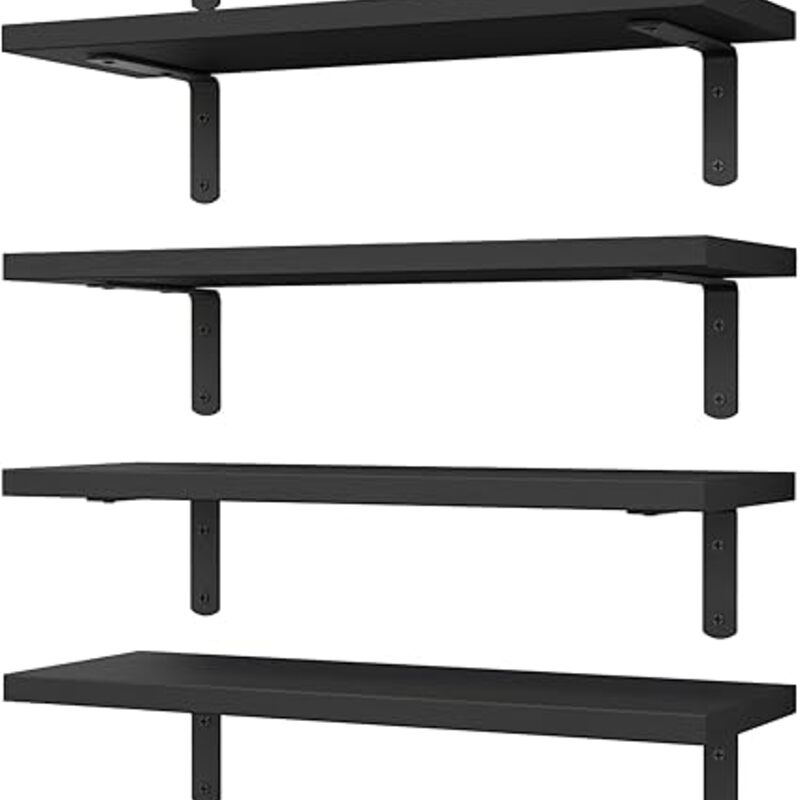 WOPITUES Wood Floating Shelves Set of 6, Shelves for Wall